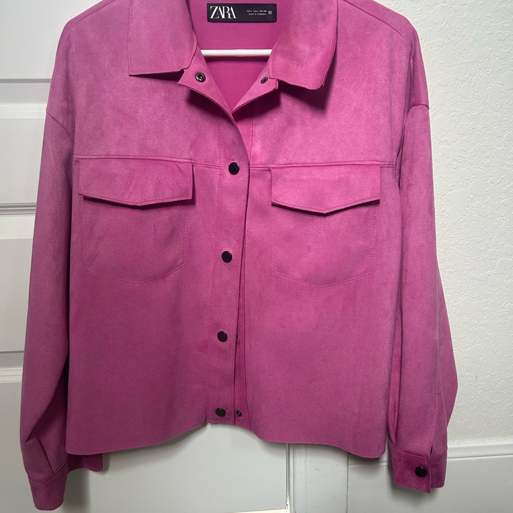 Zara Fuchsia Button-Up Jacket size L